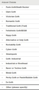 Goth aesthetics (or Goth identity types)